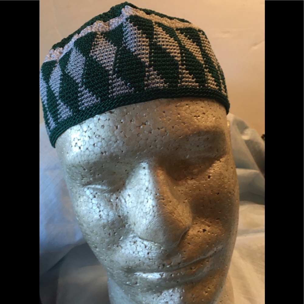 Green and white Kofi hat